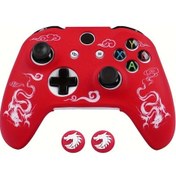 Resim Sunshine022 Kırmızı Beyaz Xbox One S Kumanda Kılıfı, Silikon Koruma Ve Joystick Kapakları 