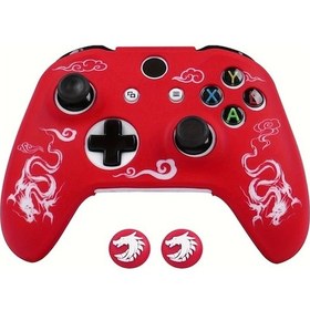 Resim Sunshine022 Kırmızı Beyaz Xbox One S Kumanda Kılıfı, Silikon Koruma Ve Joystick Kapakları 