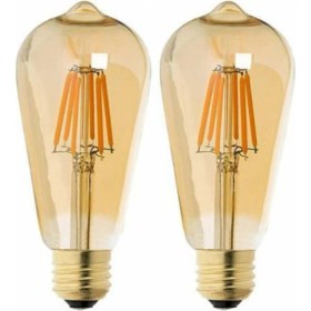Resim Edison 4 Watt Rustik LED Ampul 2'li Eko Paket Amber E27 Duy Armut Tipi ST64 Dekoratif Vıntage Aydınlatma 