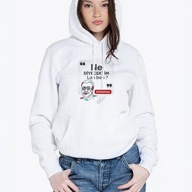Resim Komik Alzheimer Tasarımlı Kapşonlu Kadın Sweatshirt 