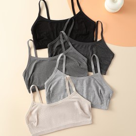 Resim 5 Adet Yeni Tarz Vidalı Düz Renk Minimalist Moda Günlük Kadın Spor Fitness Nefes Alabilen Yüksek Esneklik Yumuşak Rahat Sırtı Açık Seksi Sütyen Dolgusuz Çok Amaçlı Yuvarlak Yaka İnce Askılı Şık Saf Arzu Üstü 