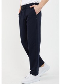 Resim Mmetalic Lacivert Relaxed Fit Bisiklet Yaka Sweatshirt Düz Paça Erkek Eşofman Takımı Lacivert 