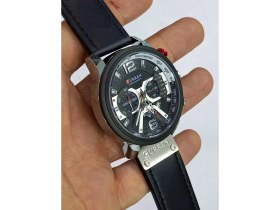 Resim Curren Deri Kordonlu, Kronometreli, Takvimli, Su Geçirmez, 2 Yıl Garantili Erkek Kol Saati 