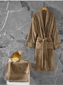 Resim Cotton Box Exclusive Single Bornoz Seti Bej L/XL Bej 