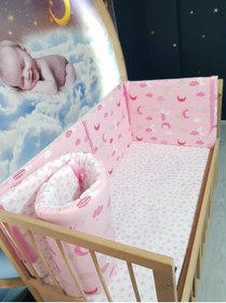 Resim bebek_iklimi 70x130 Bebek Beşik Korumalık Seti Ay Desen 4 Parça 
