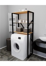 Resim Çamaşır Makinesi Üstü Düzenleyici Raf Banyo Dolabı Rafı Makina Atlantik Çam 