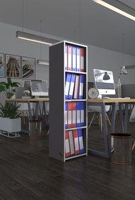 Resim Kenzlife Klasörlük Raflı Börteçin Gri 140*40*30 Kitaplık Ofis Arkalıksız 