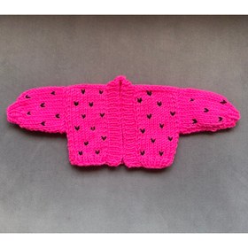 Resim ORGANICMIRA Bebek Neon Pembe Kalpli Ceket El Örgüsü Oversize Salaş Çocuk Hırka 