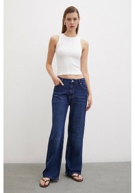 Resim Never More Yüksel Bel Wide Leg Jean Lacivert Lacivert 