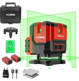 Resim Kobb KBL41G 30METRE 4X90⁰/1X360⁰ Otomatik Hizalamalı Li-Ion Çift Akülü Profesyonel Yeşil Çapraz Çizgi Lazer Distomat 