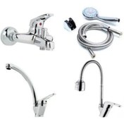 Resim EUROMİX Megamix Mutfak Lavabo Banyo Duş Bataryası 5 Parça Set 