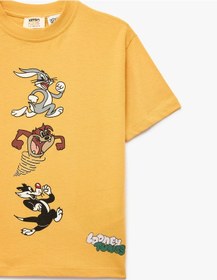 Resim Koton Pamuklu Looney Tunes Baskılı Bisiklet Yaka Kısa Kollu Lisanslı Tişört Turuncu 5skb10665tk 