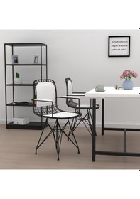 Resim Knsz kafes tel sandalyesi 1 li mazlum syhbyz kolçaklı sırt minderli ofis cafe bahçe mutfak 