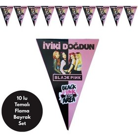 Resim Black Pink Temalı İyiki Doğdun Flama Bayrak Set Süs Tüm Yaşlar 