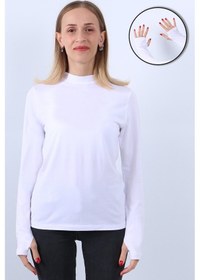 Resim Parlingerie Kadın Uzun Kollu Boğazlı Parmak Detaylı Body beyaz 