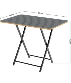 Resim Eportatif Katlanır 4 Kişilik Bahçe Masası Bistro Masa 55X90 Füme 1426 