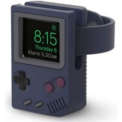 Resim Microsonic Apple Watch 7 45mm Masaüstü Şarj Standı Gameboy Lacivert 