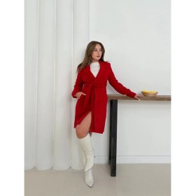 Resim Luord-Store Cepli Kuşaklı Kaşe Kaban Kırmızı ST26458 