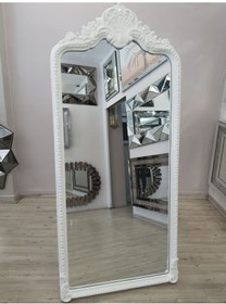 Resim Ayna Denizi Princess White Model Beyaz Renk Dekoratif Ayaklı Boy Aynası Beyaz 