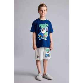 Resim DeFacto Süper 1 Takım Lisanslı Regular Fit Elastik Bel 2'li Lacivert Pijama Takımı Erkek Çocuk H7975A826HS 