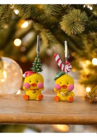 Resim Yeni Yıl Temalı Yılbaşı Süslü Kawaii Şans Civcivleri Fotoğraf Ve Not Tutacağı Hediyelik Tutucu Sarı 