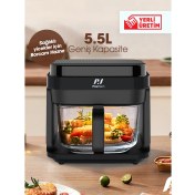Resim Pirantech Siyah AF539T Xl Borcam Hazneli Airfryer 5.5 L Fritöz 
