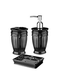 Resim Sultan Mutfak Seti 3 Parça Sıvı Sabunluk Krem Siyah 