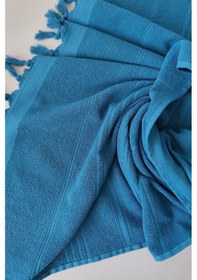 Resim Havlu Peştemal 90x175cm - Yumuşak Ve Yüksek Su Emici - %100 Pamuk Kobalt 