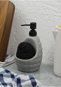 Resim Taş Desenli Sıvı Sabunluk - Sünger Hazneli Mutfak Sabunluğu - 700 Ml - Baklava Desen - 