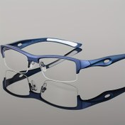 Resim ZQ Gözlük Erkek Şık Semi-Rimless Gözlük Çerçeveleri - Şık PC Hafif Reçete Hazır Moda Gözlükleri - Kaplansız Spor Çerçevesi 