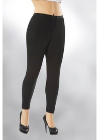 Resim Kadın Siyah Penye Elastan Düz Desensiz Yüksek Bel Battal Tayt Ary4000b SiYAH 