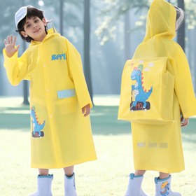 Resim Okul için gerekli olan, uzatılmış ve kalınlaştırılmış EVA malzemesinden yapılmış sevimli sarı dinozorlu erkek çocuklar için yağmurluk. Üç boyutlu sırt çantası tasarımı ile, dış mekan etkinlikleri gibi yürüyüş, bisiklet ve kamp gibi şeyler için idealdir. Okul öncesi öğrencileri için gereklidir. 