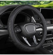 Resim Willowhaven Siyah Kaymaz Tutuşlu Premium Süet Deri Direksiyon Kılıfı - Dayanıklı Otomobil Aksesuarı siyah 