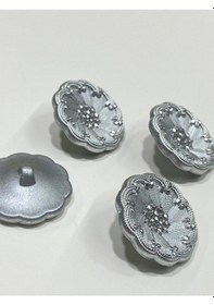 Resim İtalyan Model Trençkot Ve Ceket Düğmesi Takımı 4'lü Set Gümüş 2,2 