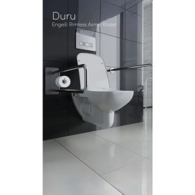 Resim Cerastyle Duru Rimless Bedensel Engelli Asma Klozet + Yavaş Kapanır Klozet Kapağı 
