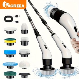 Resim JY-9011 IAGEA Elektrikli Döner Yıkama Makinesi, Elektrikli Temizleme Fırçası - 3 Ayarlanabilir Hız, Kablosuz Elektrikli Döner Temizleme Fırçası, 3/9/6 Değiştirilebilir Fırça Başlıkları ile El Duşu, Ayarlanabilir Uzatılmış Sap, Fayanslar, Küvetler, Lavabolar, Duvarlar, Banyolar, USB-C Şarj Kablosu 