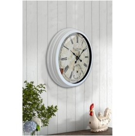 Resim Bahat Salon Ofis Duvar Saati Beyaz Alüminyum Metal Çerçeve 40 Cm 