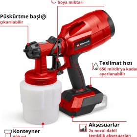 Resim Einhell TC-SY 18/60 Li - Solo, Akülü Sprey Boya Sistemi (Akü ve şarj cihazı dahil değildir) 