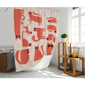 Resim Banyo Perdesi 1x180x200 Tek Kanat Duş Perdesi Halka Hediyeli Duşakabin Perdesi Ruscus Çok Renkli 