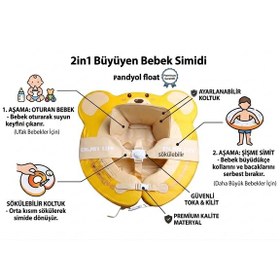 Resim Bebek Yüzme Simidi 2'si 1 Arada- İç Haznesi Çıkabilir, Güvenli ,yeni Model- Ayıcık Desenli Sarı 