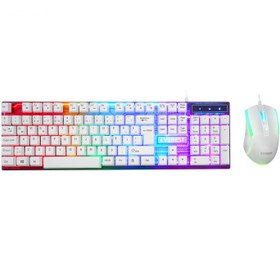 Resim Everest KM-198 Luminax Beyaz Gökkuşağı Aydınlatmalı Q Gaming Oyuncu Klavye + Mouse Set 