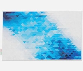 Resim Banyo Paspas Ve Tek Kanat Duş Perdesi 1x180x200 Set Banyo Halısı Blue Square 