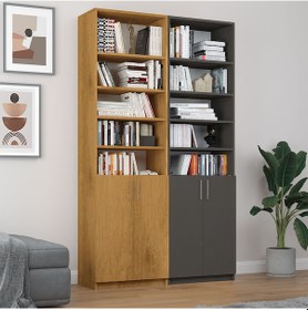 Resim Asratrend Petra & Koyu Gri Kapaklı Kitaplık Asra Trend K-48 