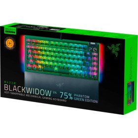 Resim Razer Blackwidow V4 Oyun Klavyesi Kablolu 75% Green Switch Us Layout Metal Yapı RZ03-05003300-R3M1 