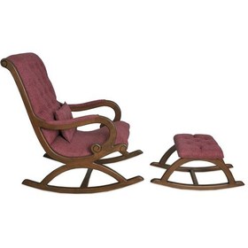 Resim Asedia Rustik Ceviz Bordo Sallanan Sandalye Dinlenme Koltuğu 