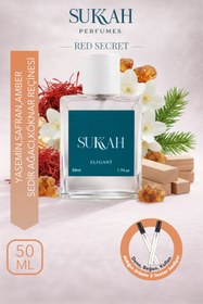 Resim SUKKAH Red Secret Unisex Parfüm EDP 50 ml – Yasemin, Safran, Amber Ambroxan Sedir Köknar Reçinesi Lüks Koku 
