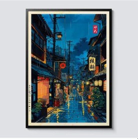 Resim Anime Tokyo Sokakları Poster Japonya Gece Manzarası Duvar Posteri Çerçevesiz Dekoratif Poster 