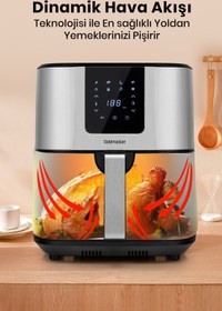 Resim GOLDMASTER Palmi Sıcak Tutma Özellikli 7 Litre Geniş XXL Dokunmatik 10 Ön Ayarlı Airfryer Sıcak Hava Fritözü 