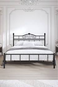 Resim FANO King Ferforje Karyola Siyah Çift Kişilik Metal Yatak 140x190, 140x200, 150x200, 160x200 