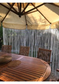 Resim İp Model Krem Renk İp Perde 180 Cm En 280 Cm Boy 2 Mm Şeritler Halinde Hazır İp Perde Krem 